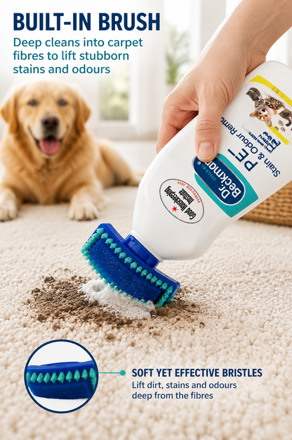 Pet Stain & Odour Remover with Built-In Cleaning Brush
