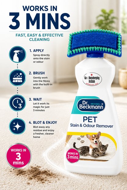 Pet Stain & Odour Remover with Built-In Cleaning Brush